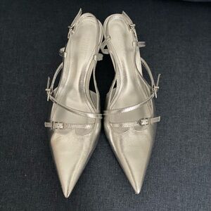 SCHUTZ silver kitten heels 7.5 like new